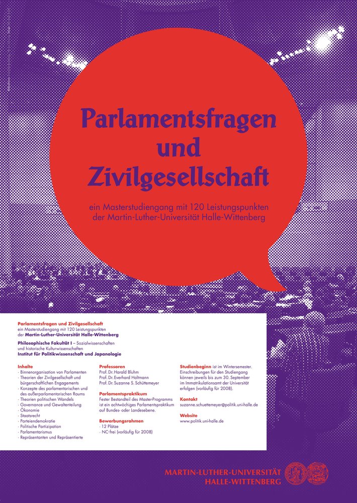 Masterstudiengang Parlamentsfragen und Zivilgesellschaft - Plakat
